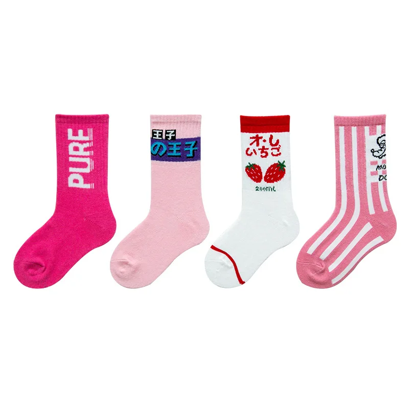 

3-12 Years Kids Soft Cotton Socks Girl Baby Sport Socks Autumn Spring Children Boy 4 Pair/pack