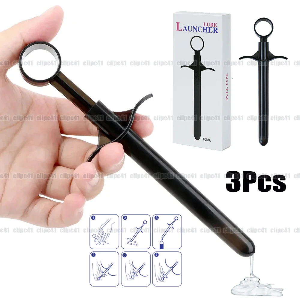 3Pcs Black Personal Vaginal Applicator Lubricant Injector Syringe Disposable Anal Nasal Cavity Applicator Launcher Butt Plug