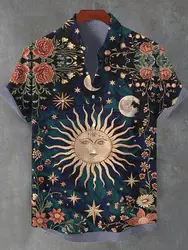 2025 Vintage African Style Men's Retro Ethnic Tribal Short Sleeve Shirts Tops Fashion Casual Vacation Streetwear Men's Shirts