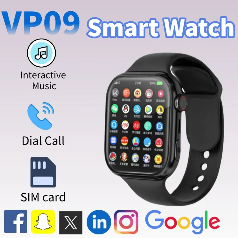 

2025 VP09 Smartwatch Dual 4G 5G Android OS with Google Services GPS WiFi Rotating 8MP Camera Waterproof Fitness Tracker Heart
