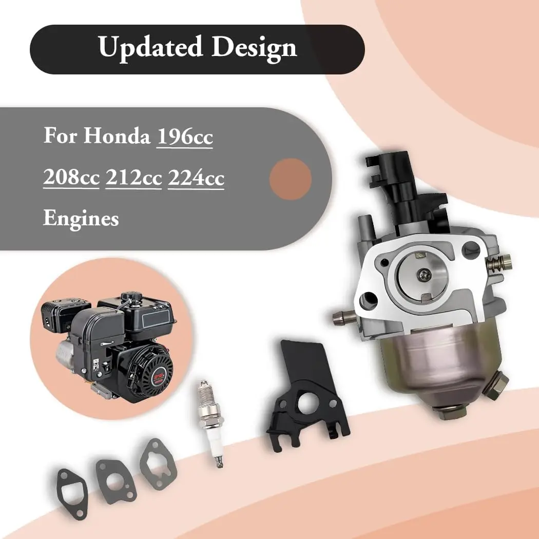 Carburetor & Spark Plug for Generac GP1800 GP3600 ETQ 4000 3000 3050 3200 4375 Watts Generator Powered by 163cc 196cc 208cc 212c