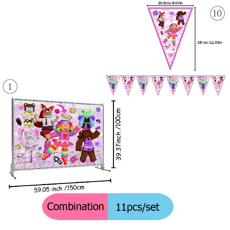 Roblox Geburtstagsparty-Dekoration Cartoon Rosa Thema Einweg-Papierbecher Teller Hintergrund für Innen- und Außenpartys – Detail 15