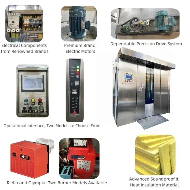 Commercial Rotary Rack Oven 16-64 Pan Gas/Electric Jayonho 5-Year Warranty Cool Touch Exterior for Industrial Bakery Bread