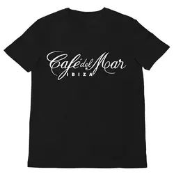 男性用クラシックTシャツ,ロゴ付きブラックTシャツ,サンディセット,カフェ,デル,イビサ,音楽トップ