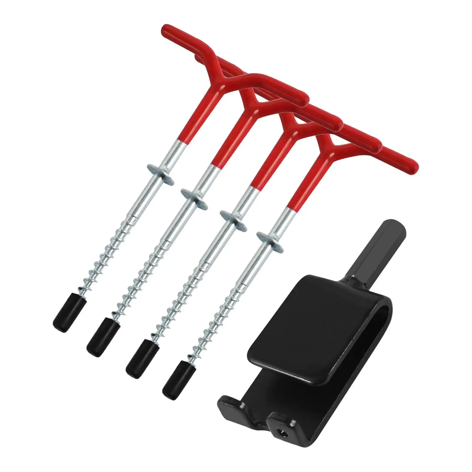 4 Pieces Ice Fishing Anchors, Tent Stakes with Power Drill Adapter, Ice Shelter Accessories Tent Pegs Sturdy Shelter Anchor