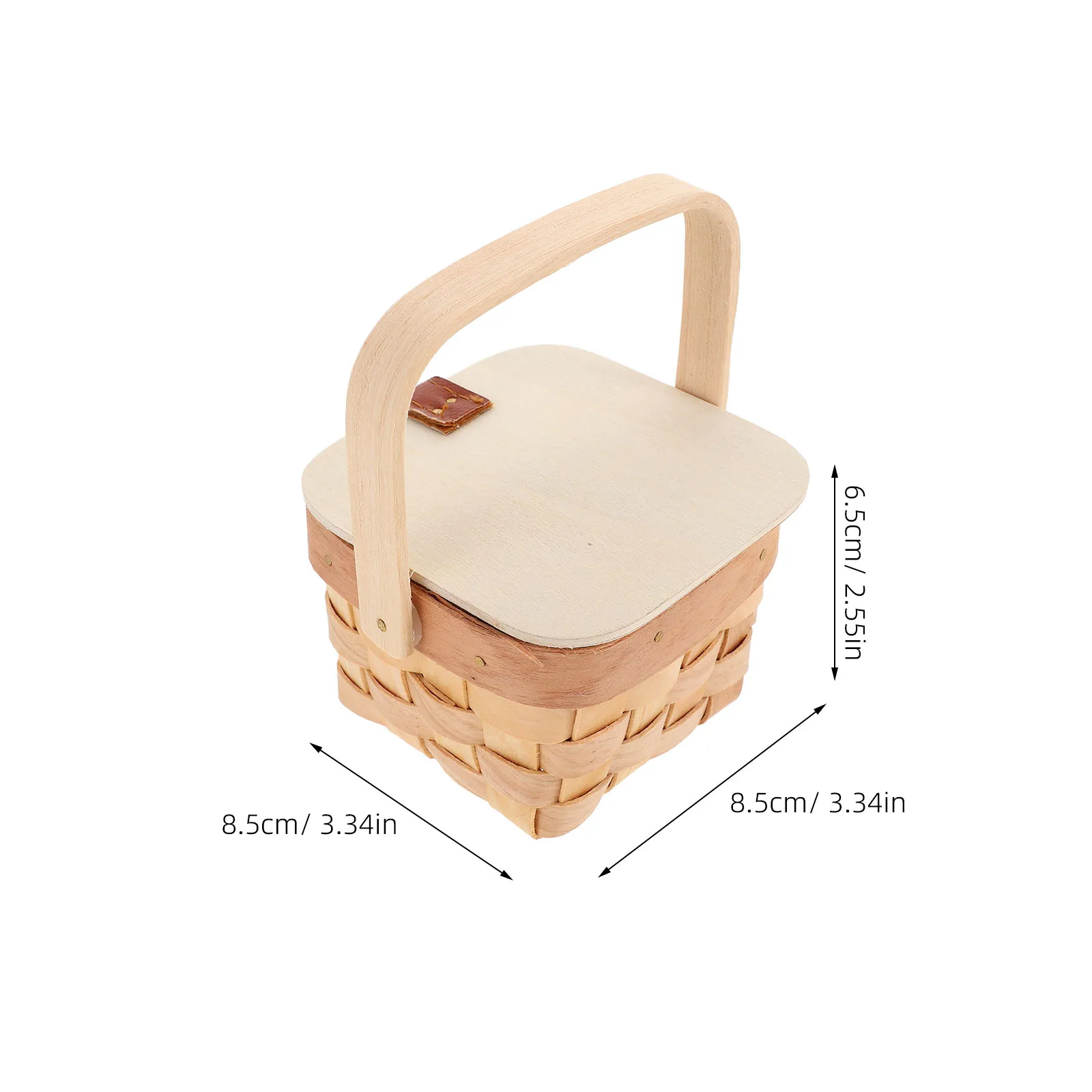 2 Peças de Cesta Mini Trançada com Alças de Madeira Natural, Cesta de Estilo Rústico para Casamento, Lembrancinha de Festa, Decoração de Piquenique, Cor Caqui