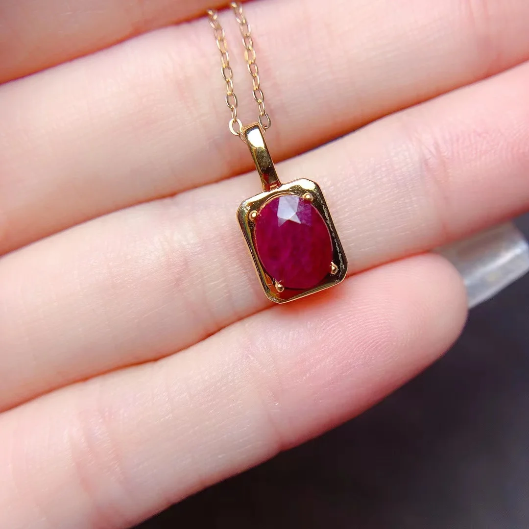 

925 Sterling Silver Natural Ruby Pendant Carry Certificate Free Shipping Ladies Birthday Gift