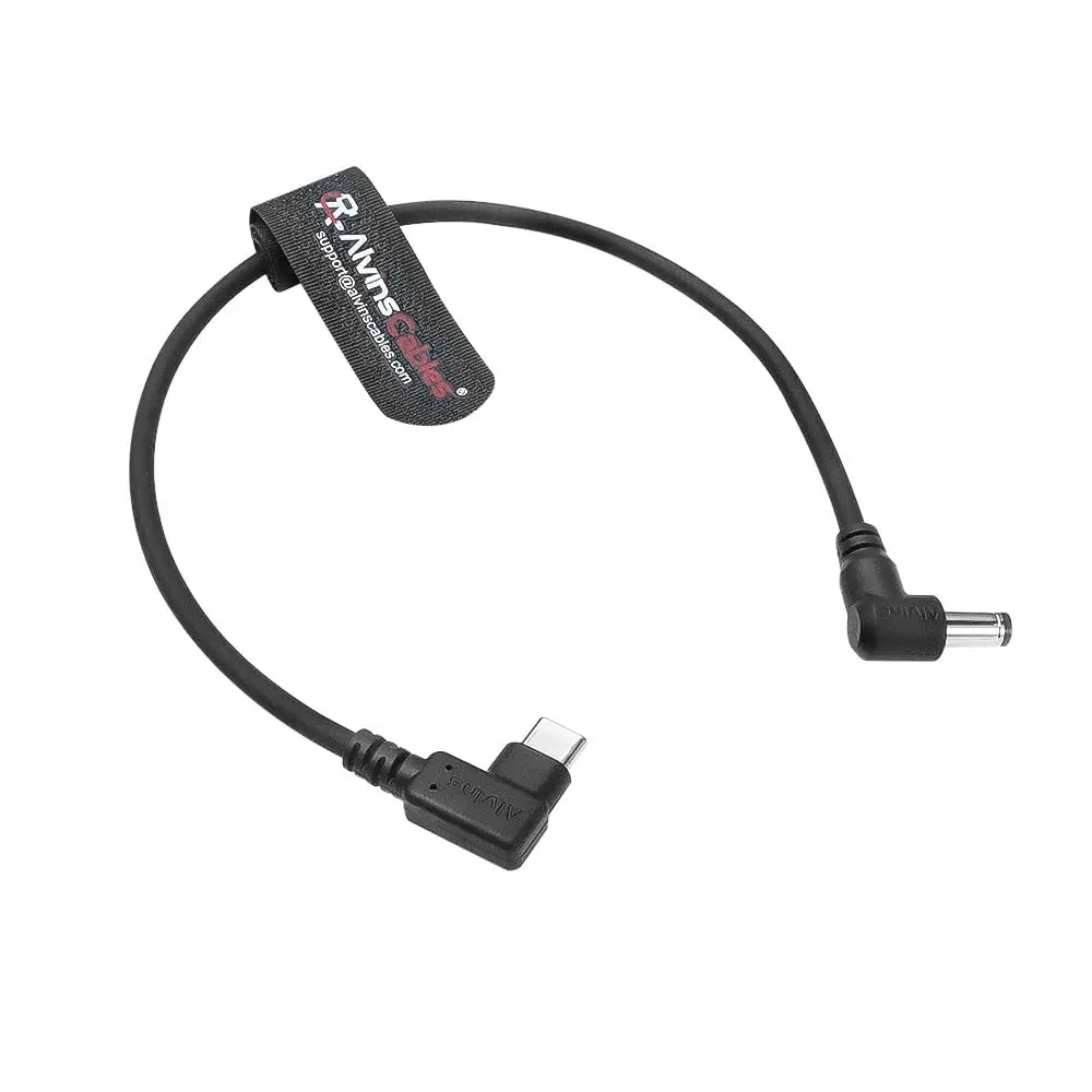 Alvin's Cables Right Angle USB-C Type-C PD to DC Power Cable PD Charging Cable for Blackmagic Video Assist Monitor 30CM/11.8 inc