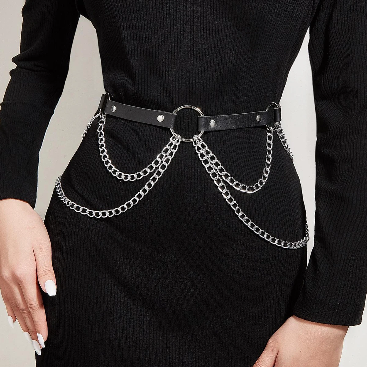 uprząż Skórzana KOBIETY BDSM harness Modne paski uprzęży damskie łańcuszek do ciała uprząż talia gorset pas Suspendore regulowana uprząż gotyckie dodatki odzieżowe