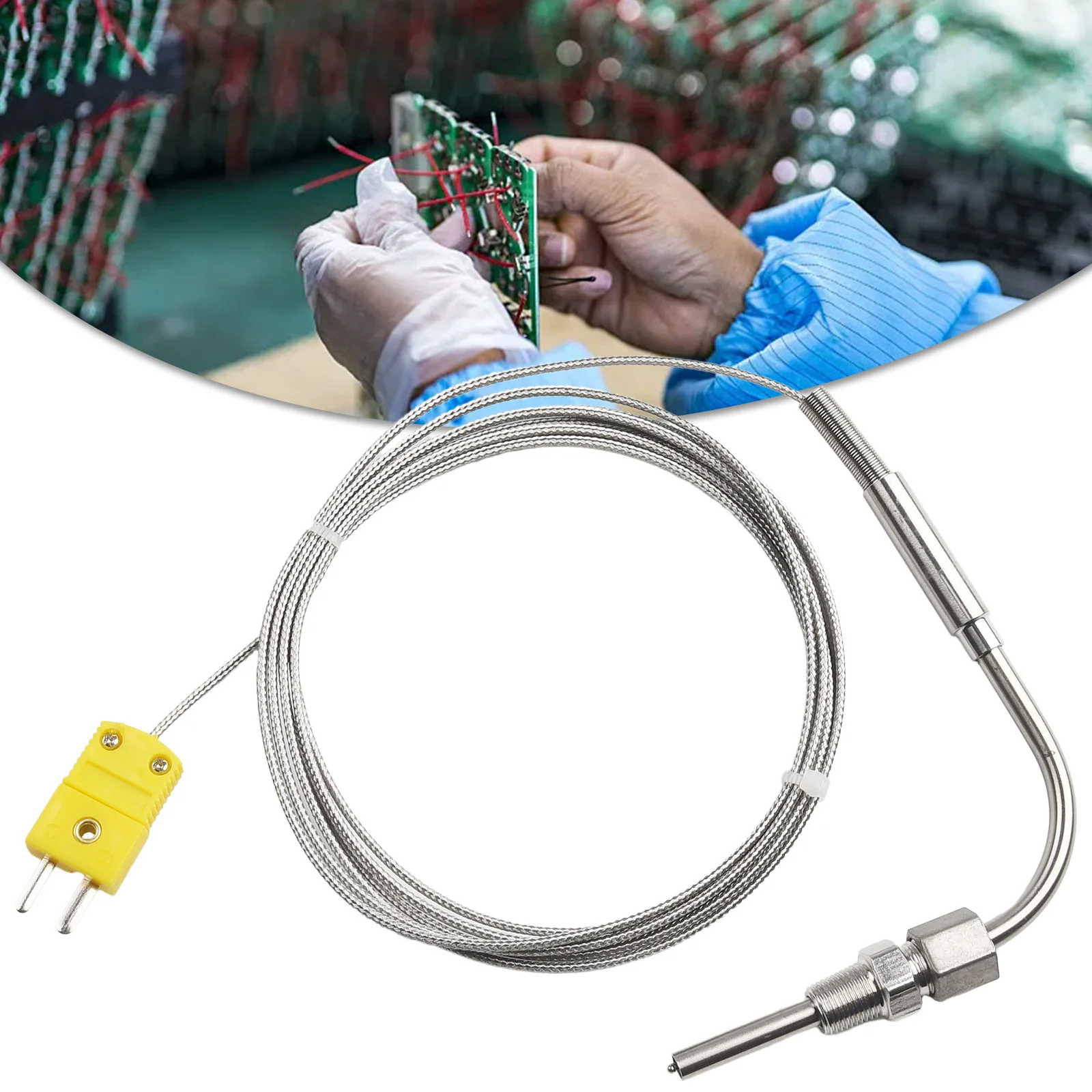 Stainless Steel EGT Thermocouple Probe 2M Length with Adjustable Pressure Lock for Enhanced Temperature Control