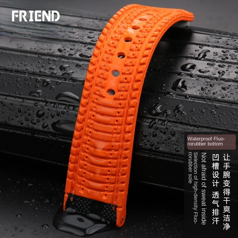 Dust-Free Silicone Watchband for Blancpain Fifty Fathoms Carbon Fiber Plaid Emperor Rudder Oris Tudor Waterproof Sports Strap