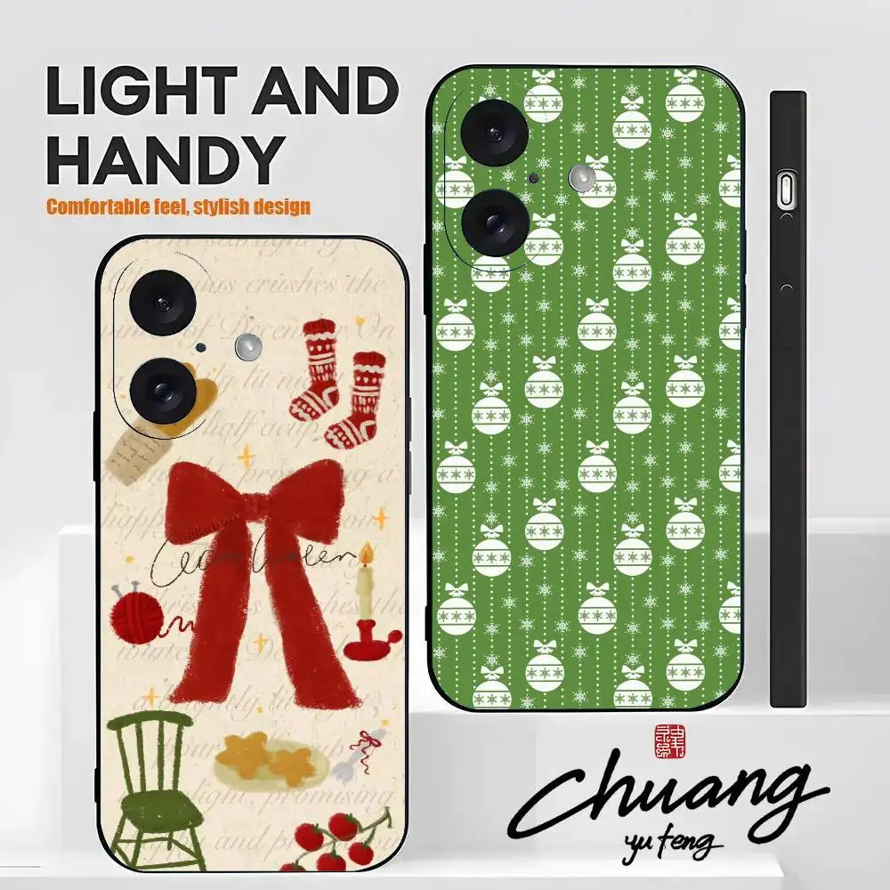 Funda para teléfono con diseño de reno y copo de nieve, elegante funda de TPU negra mate para 11-16. Antideslizante y resistente al desgaste