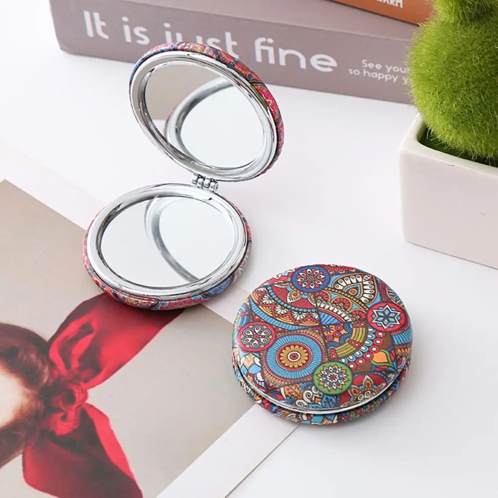 Mini Bohemia Style Exquisite Mirror High Definition Retro Beauty Mirror Double-sided Foldable Pocket Mirror Students