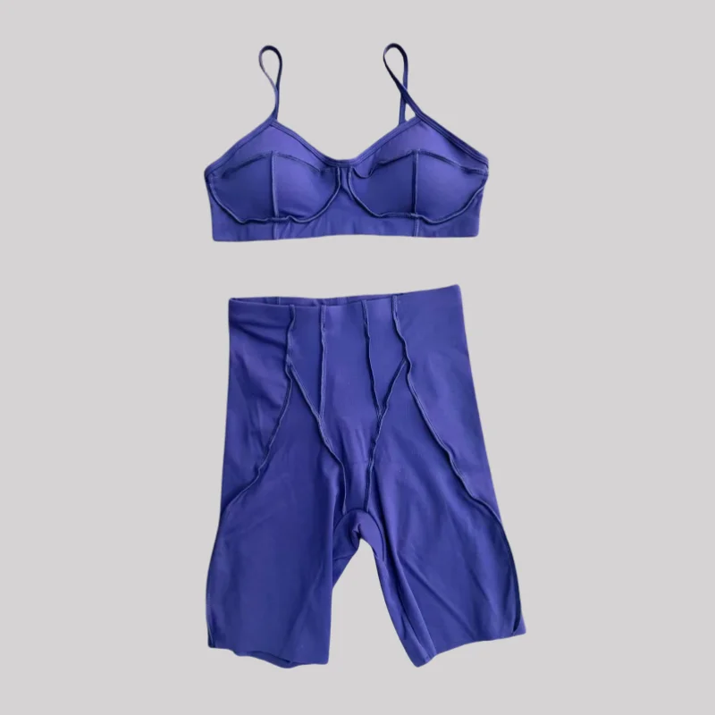 

Women's Seamless Yoga Sets Backless Sports Bra High Waist Hip-lifting Leggings Shorts Suit Fitness Running Gym Workout Sets