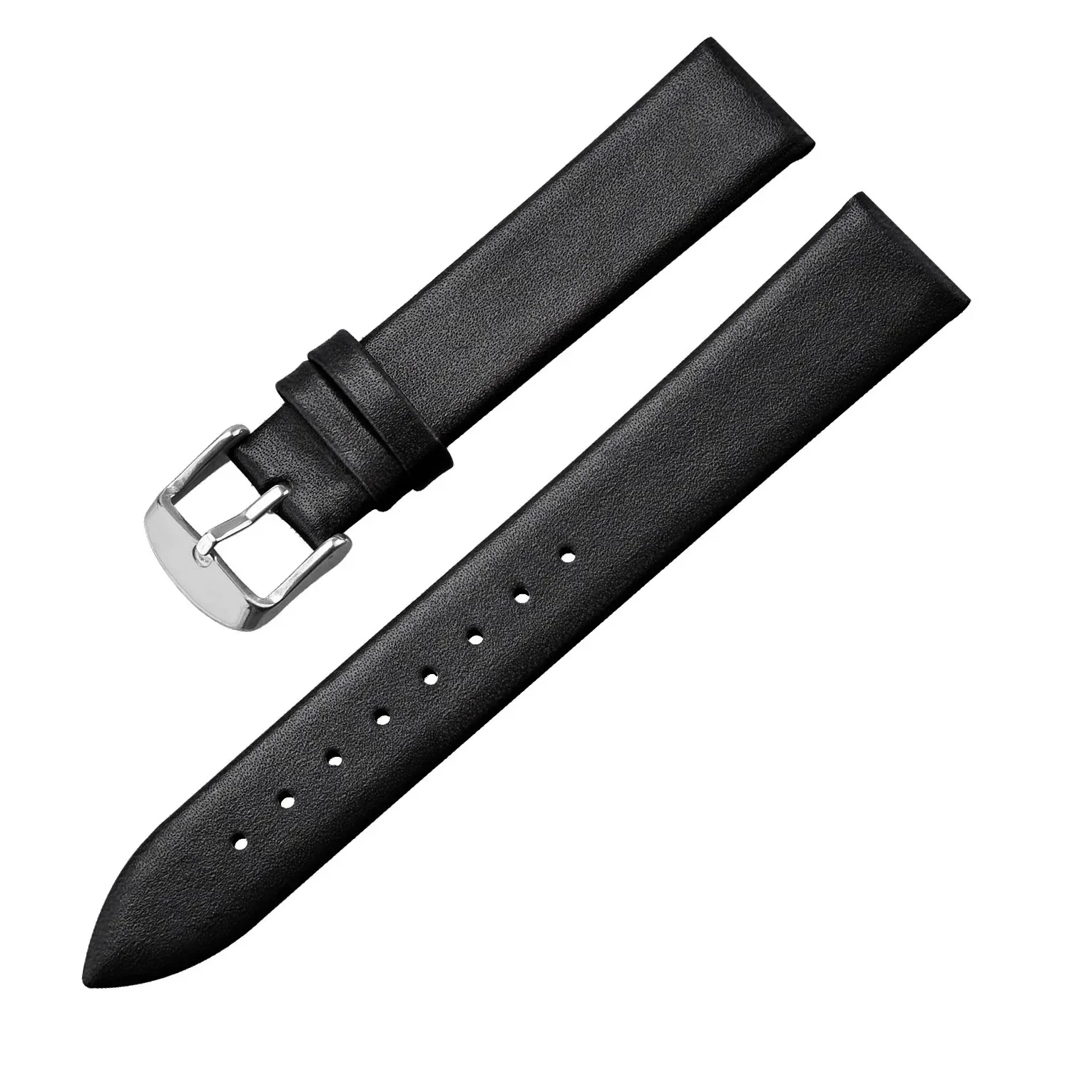 Kalbsleder-Uhrenarmband, 12 mm, 14 mm, 16 mm, 18 mm, 20 mm, 22 mm, echtes Leder-Uhrenarmband mit silberner Dornschließe