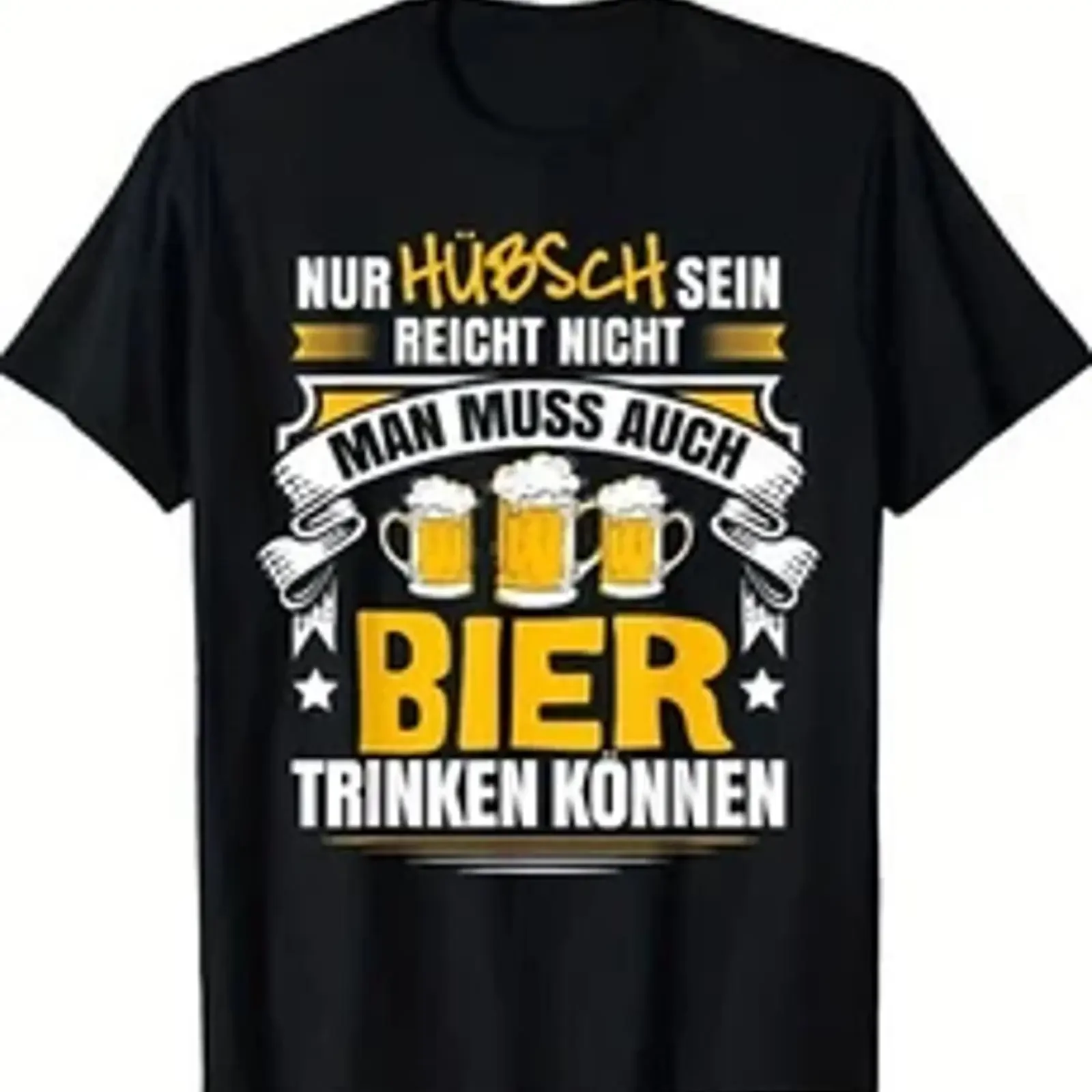 Herren T Shirt Nur hübsch sein reicht nicht man muss auch Bier trinken vintage Washed Slightly graphic Comfortable Stylish