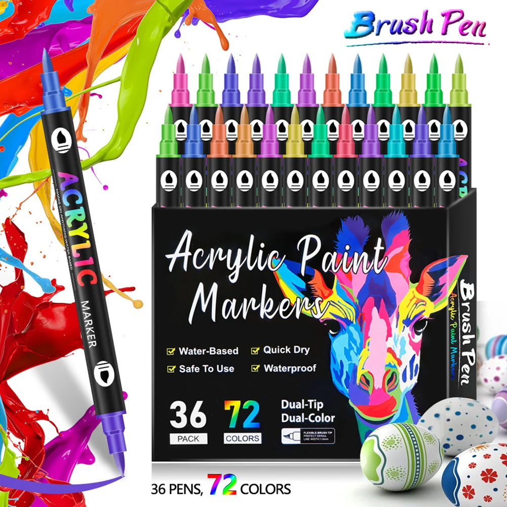 Dual Tip Graphic Markers Set Portable Lightweight Drawing Pen For Students Children