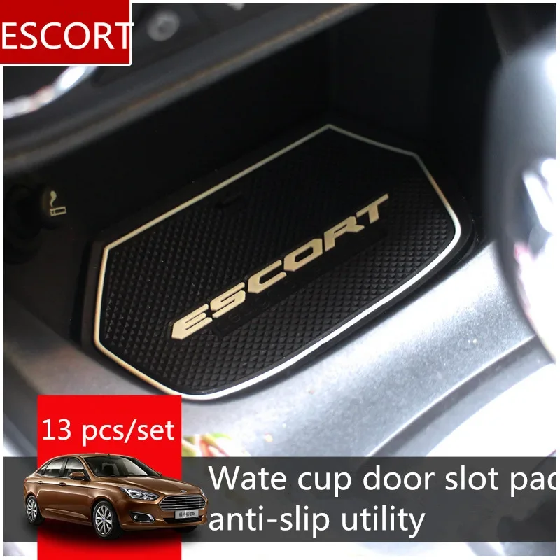 Rubber Mat  Door Slot Pad Cup Cushion Groove Mat Lnterior Anti Slip Mat For Ford Escort  Car Accessories Styling