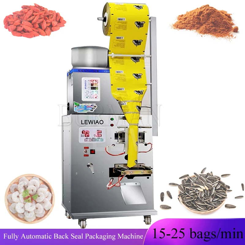 

Fully Automatic Back Seal Packing Machine Food Sugar Salt Spice Powder Pepper Coffee Sachets Grains Beans Packaging Sealing Mach