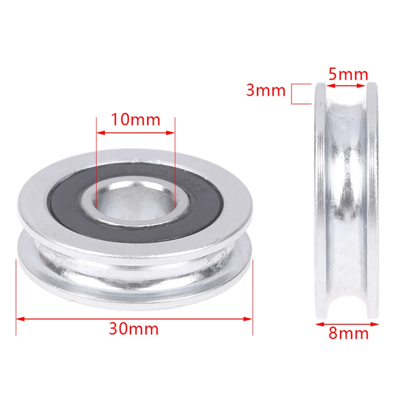 NEW 10*30*8mm U-groove Bearing Pulley With Grooved Non-Standard Concave Wheel Guide Wheel For 5mm Diameter Wire Pope/Track