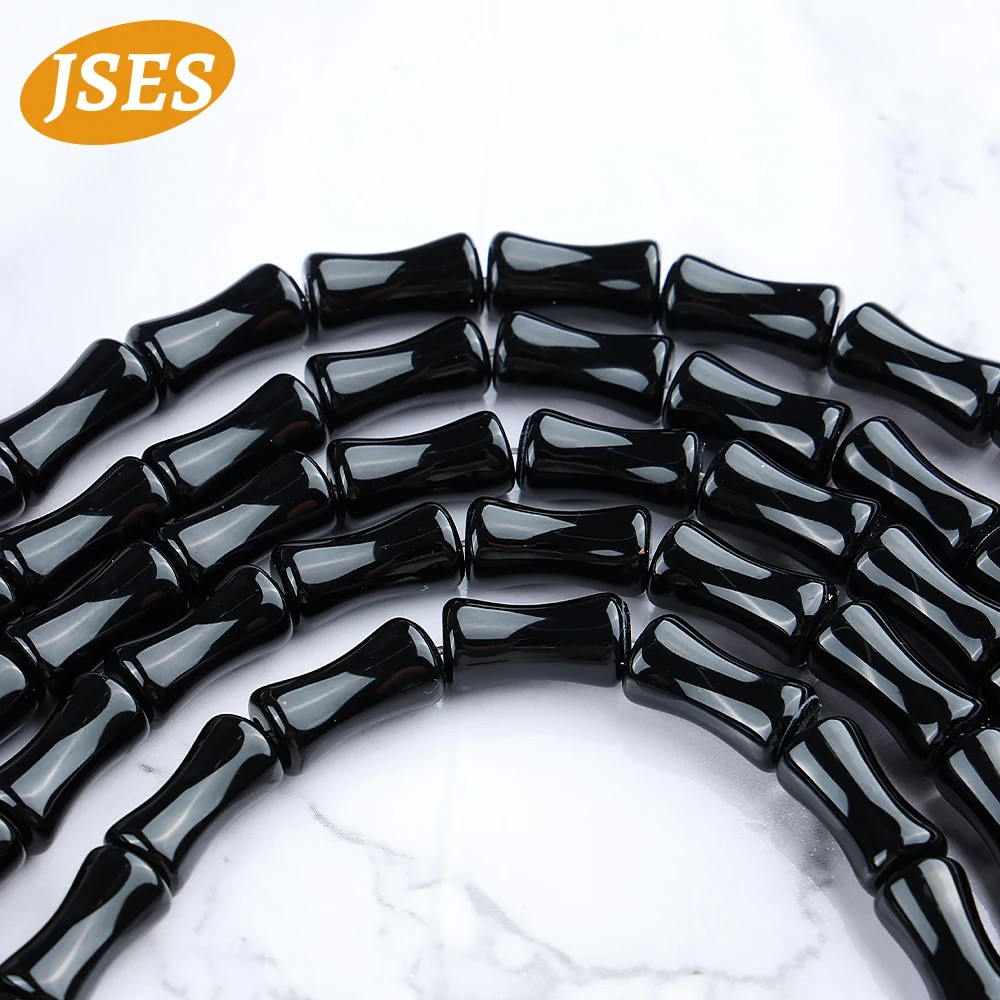 AA Natural Black Agate Bamboo Shape Beads for Jewelry Making 8*15mm Bracelets Necklace Stone Beads DIY Accessories Wholesale