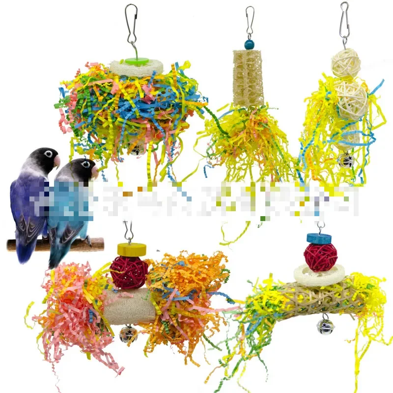 5-Piece Parrot Toy Set Pet Bird Toys Scraps of Paper Brushed Toy Pet Chicken Relief Toy