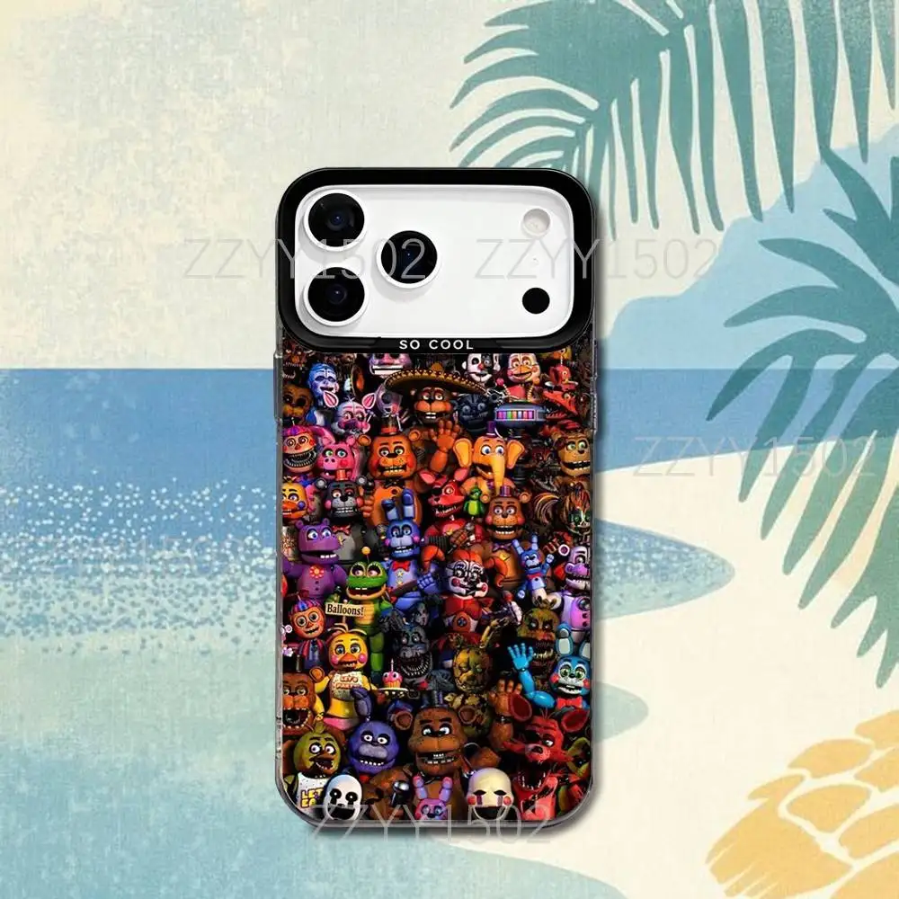 FNAF F-Five N-Nights at-Freddys Phone Case For iPhone 17,16,15,14,13,12,X,8,Pro,Max,Plus,SE4,Air,Mini HD Black IMD Matte