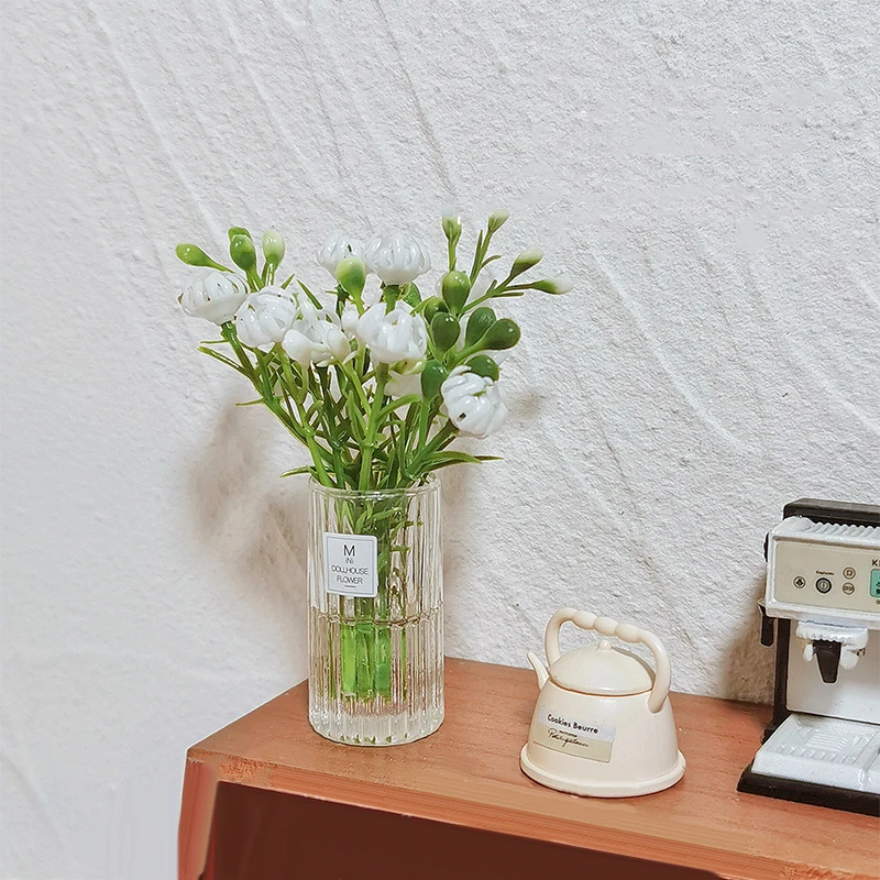 1:12 Scale Dollhouse Plant Potted Miniature Greenery Bonsai Faux Floral Basket Doll Accessories Micro Landscape Scenery Model