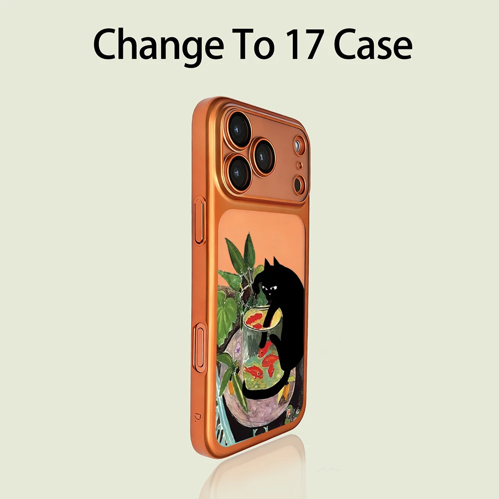 Lustige Schwarze Katze Niedliche Mattierte Hülle für iPhone 13 15 16 Pro Max Hüllen iPhone 17 12 ProMax 11 14 16 17 Plus 17 Air Plating Fundas – Detail 15