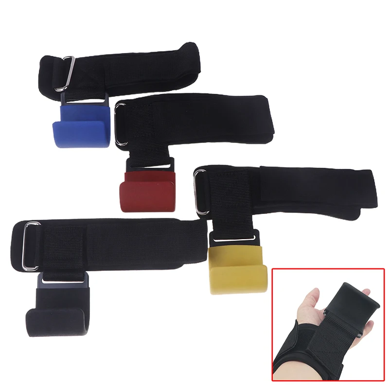 1Pair Weight Lifting Hook Grips With Wrist Wraps Gym Fitness Hook Weight Strap Pull-Ups Straps Adjustable Wrist Strap Brace