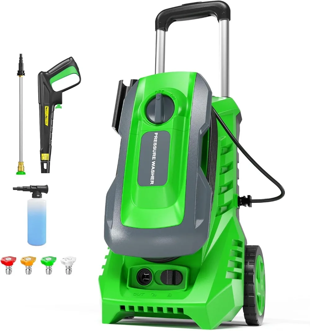 

4800 PSI 3.2 GPM Wash Machine Electric Powered with Foam Cannon for Car, Floor, Garage, Patio Washing, Green