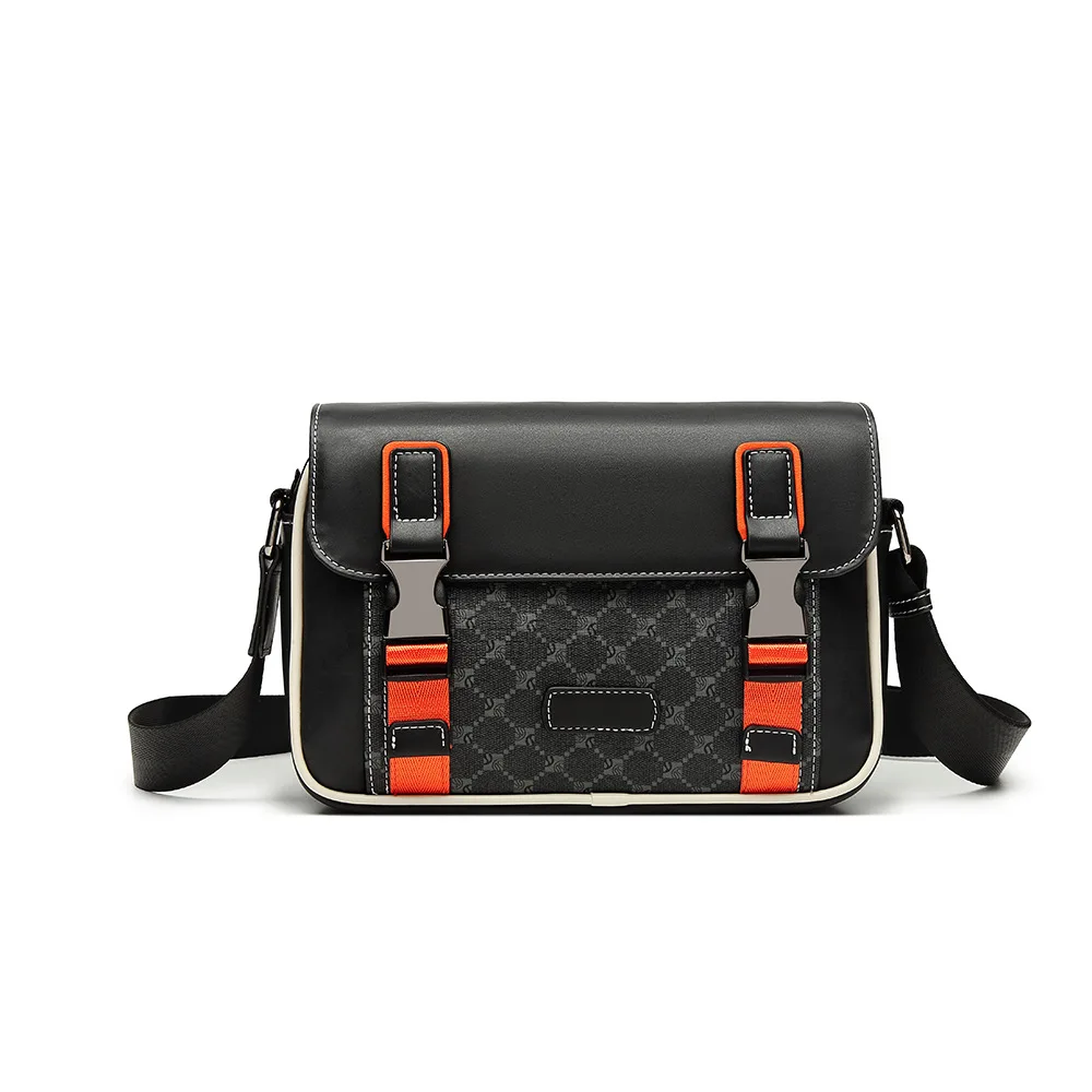 Modische Karierte Umhängetasche für Herren, Modische Schultertasche mit Blumenmuster, Herren-Umhängetaschen, Crossbody-Tasche, Quadratische Handtaschen für Männer – Detail 9