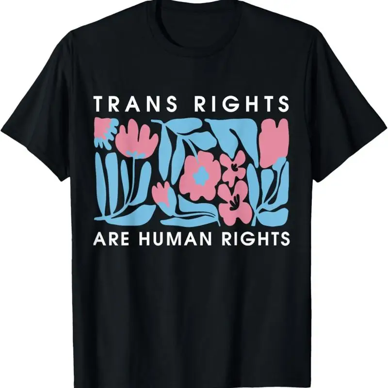 Trans Rights Are Human Rights Floral LGBTQ Pride Transgender T-Shirt