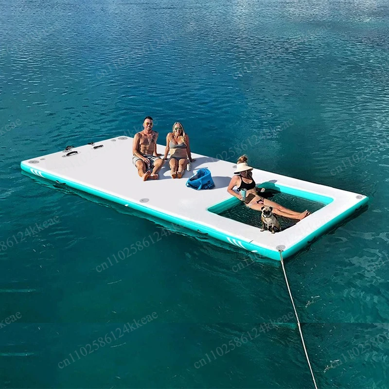 Outdoor inflatable floating platform pool yacht going to sea trailer leisure platform fishing floating bridge floating row