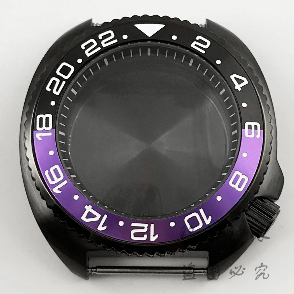 

NH35 Mod 44mm PVD Black Watch Case Fits Abalone 6105 6309 Turtle Watch NH35 4R36 7S26 NH36 Movement Watch Repair Replace Parts