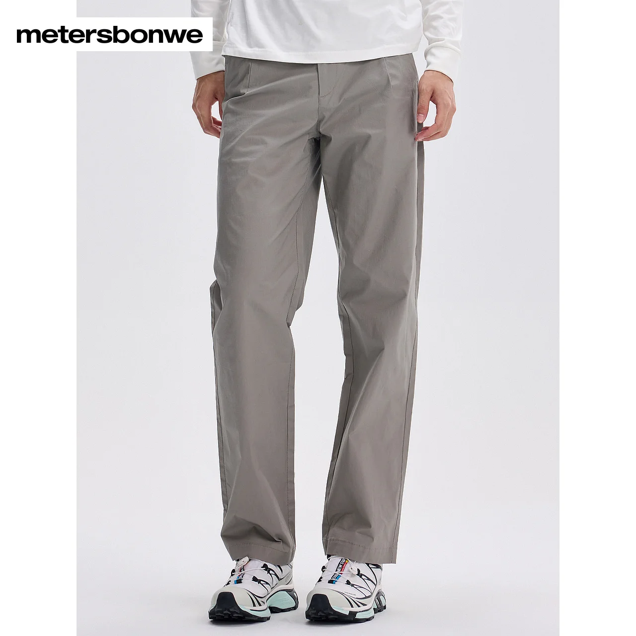 Metersbonwe-Pantaloni da uomo in tessuto a tubo dritto Tinta unita Tasche angolate Pantaloni in vita semi-elastici Business Casual Giovane inverno