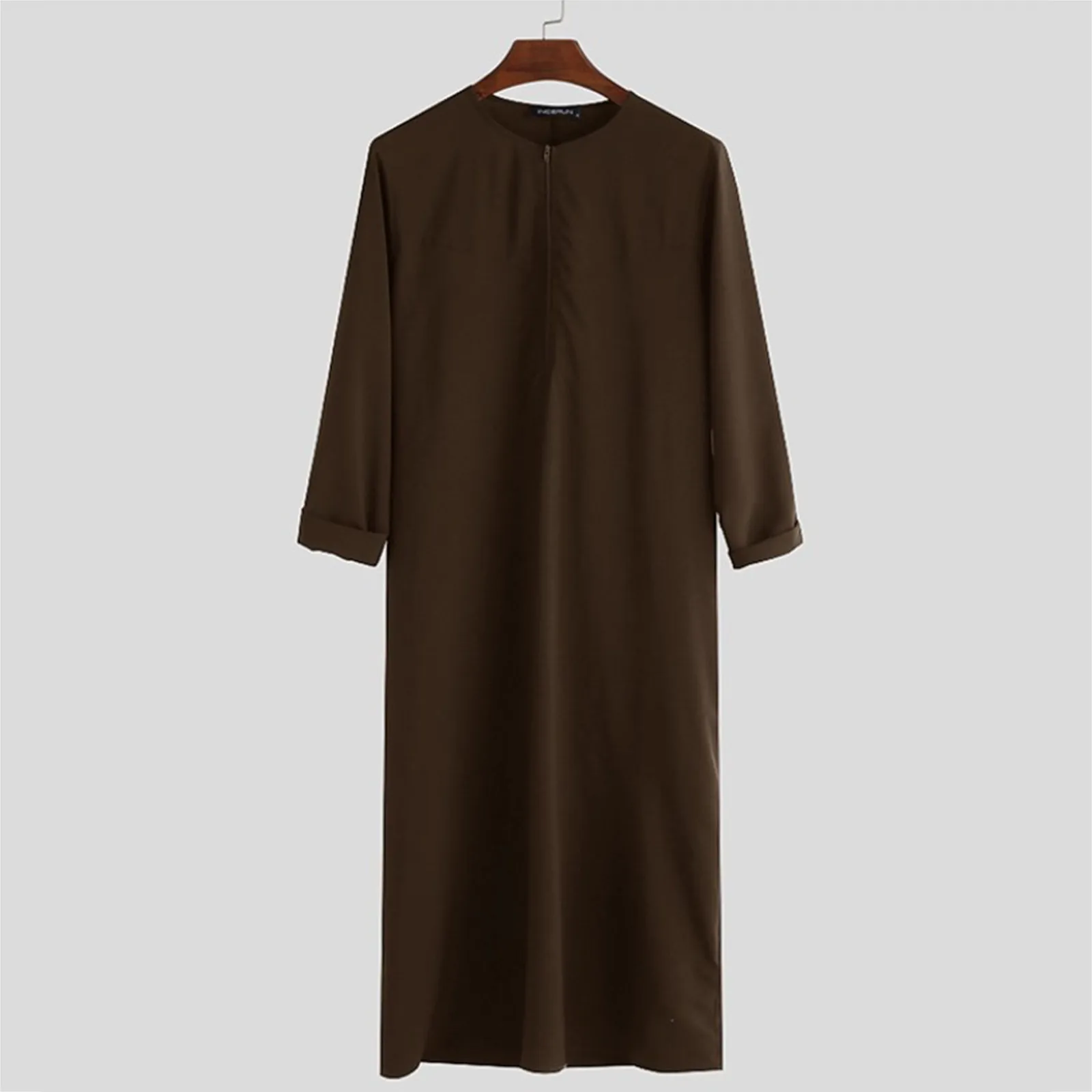 Islamitische Arabische Moslim Kaftan Mannen Lange Mouw Rits Losse Abaya Gewaden Saudi Arabia Dubai Jubba Thobe Mannen Kleding 2024