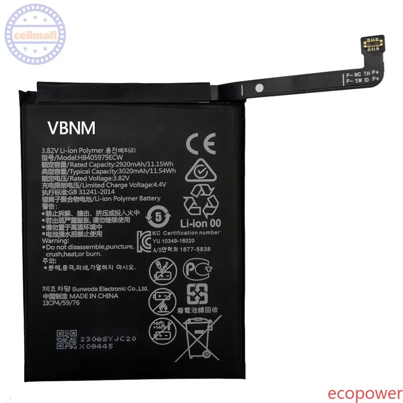 3020mAh Brand New Battery HB405979ECW ForHuawei Nova/Enjoy 6S/ Honor 6A 6C 8A / 7A Pro / Y5 / Y6 Pro / P9 Lite Mini+Tools