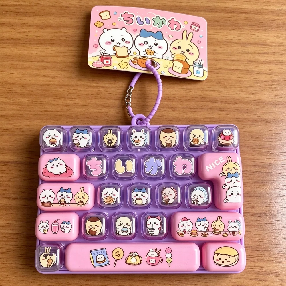 귀여운 버튼 Chiikawa 26-Key Fidget Keychain Caps Clicker Pendant Hachiware Usagi Stress Relief Anxiety Relief Pendant Novelty Gift