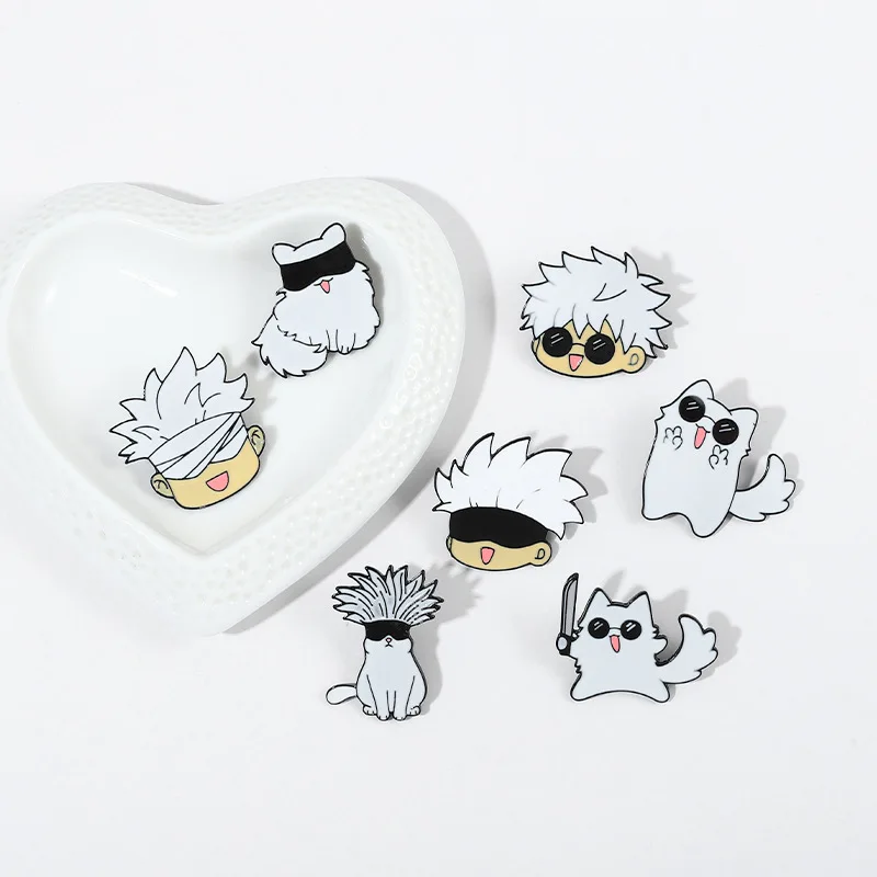 Jujutsu Kaisen Enamel Pin Cartoon Anime Brooches Animals Cat Custom Metal Hat Lapel Clothes Backpack Jewelry Friends Fans Gift