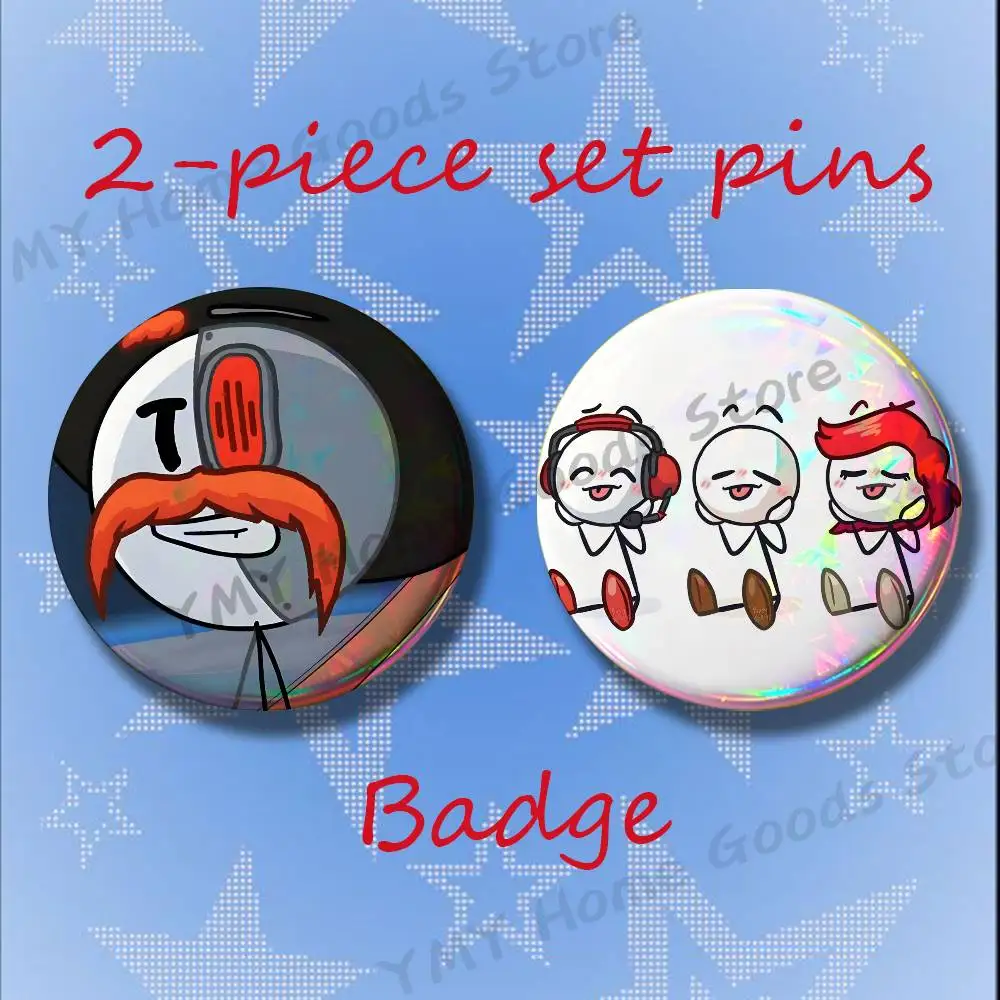 Anime H-Henry S-Stickmin Brooches for Backpack Accessories 25 32 44 58 75mm Round 2-piece set Free Mix