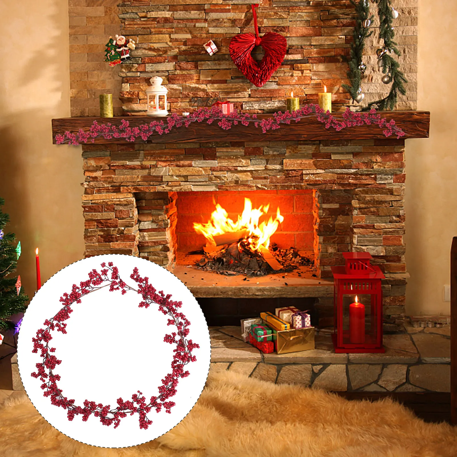 

Artificial Red Fruit Christmas Decoration Branch Home nament 60cm Berry Prop for Festive Holiday Party Wedding ReusableFruit