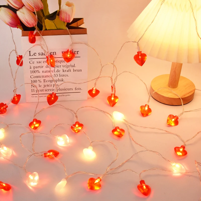 

10LED Red Pink Love Heart Shaped String Lights Romantic Fairy Lights For Xmas Wedding Party Decoration