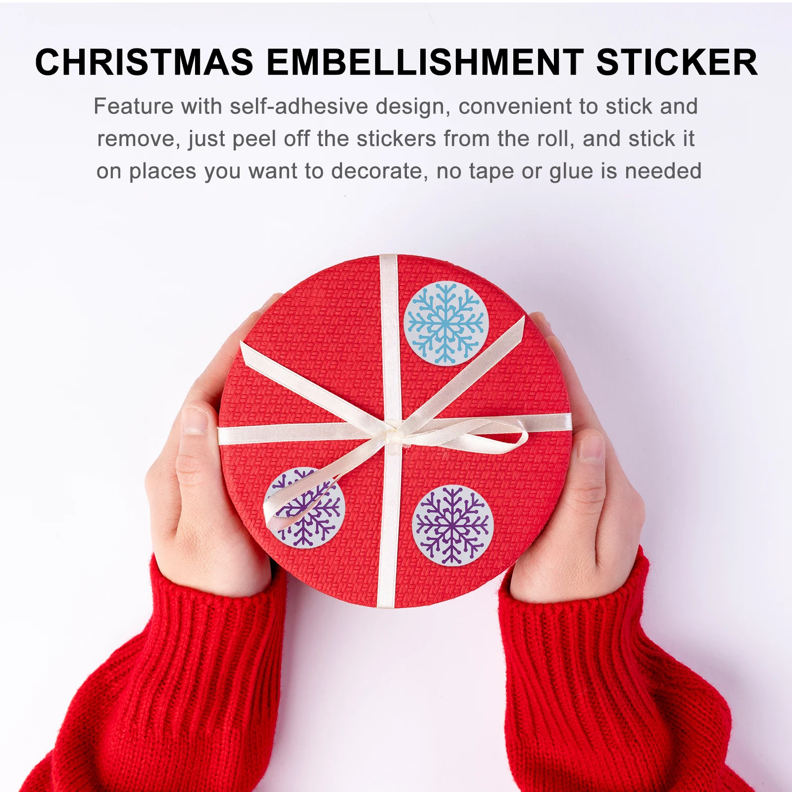 

500Pcs Christmas Snowflake Stickers Roll Adhesive Holiday Decor Pack Xmas Scrapbooking Embellishments Christmas Stickers