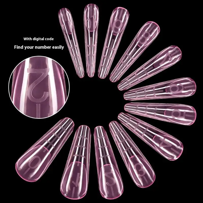HH 120 Stück Nagelform mit Kanten, Skala im Inneren, Acryl-Spitzen für künstliche Nägel, schnelles Aufbau, Gelform-Verlängerung, obere Oberform-Verlängerung
