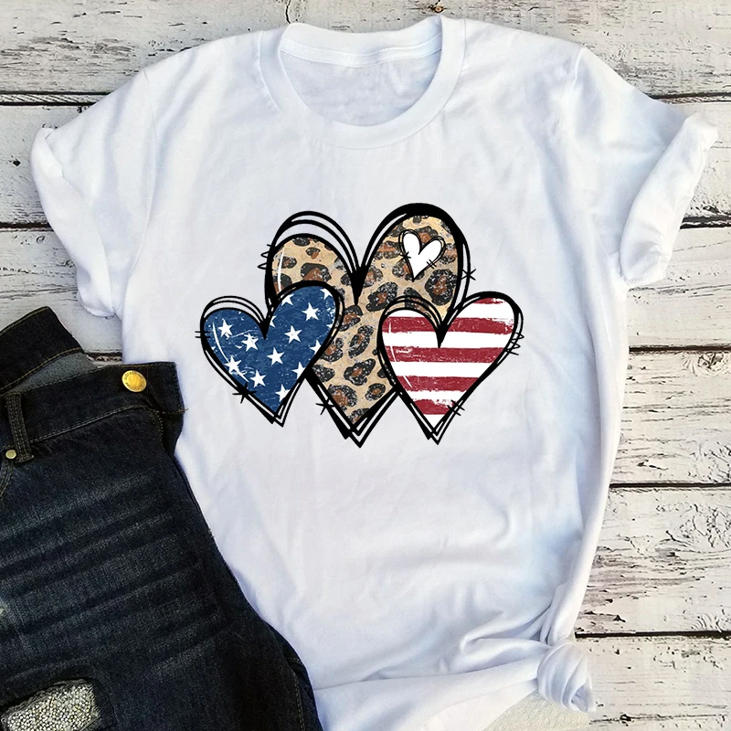 

USA Shirt Leopard Heart Shirts Stars and Stripes T Shirt Women 4th of July Shirt Fourth of July Shirts USA Tee Vintage