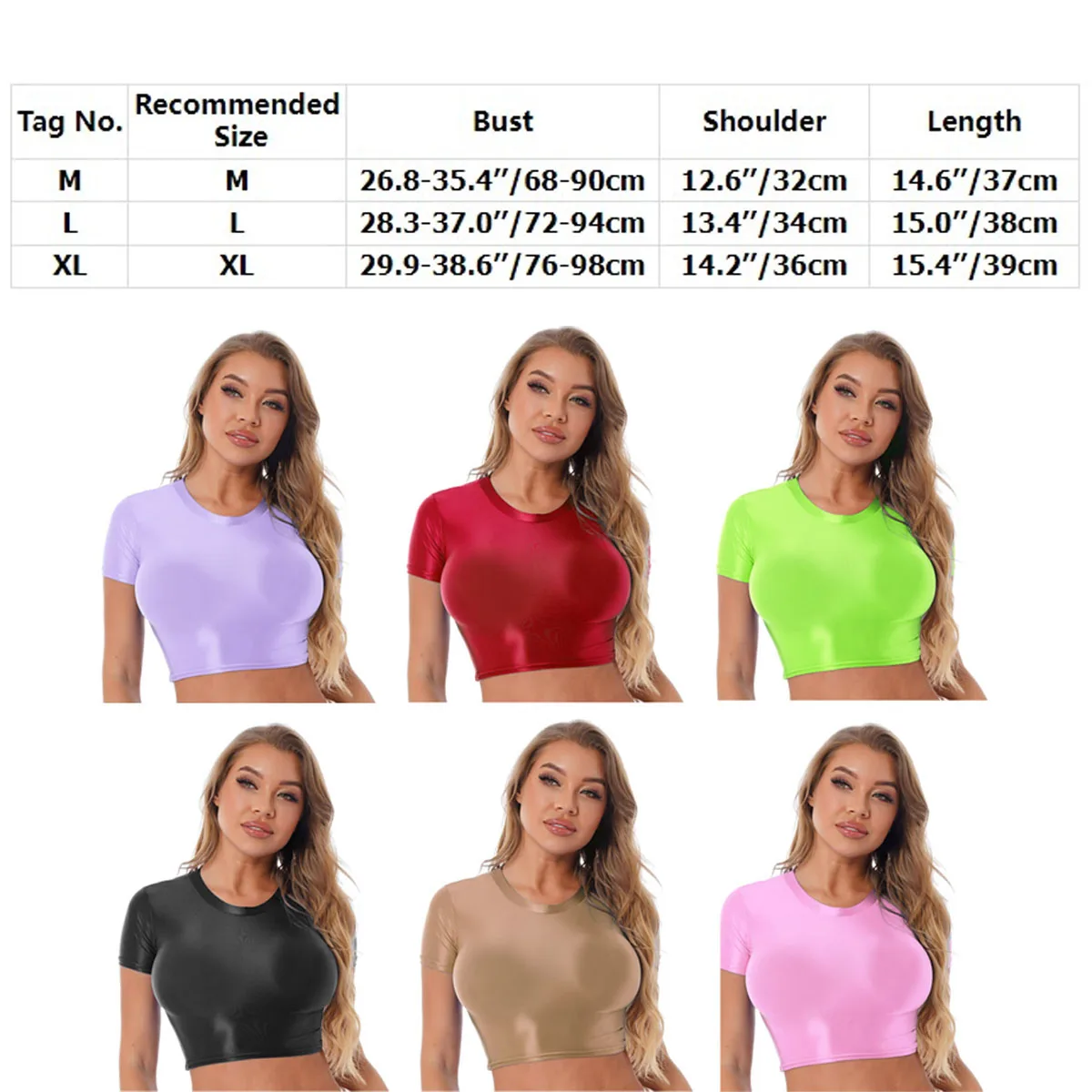 Womens Glossy Outfit Oil Shiny Smooth Yoga Sportswear Swimwear Crop Top with Bodycon Mini Skirt Set Pole Dance Clubwear Swimsuit