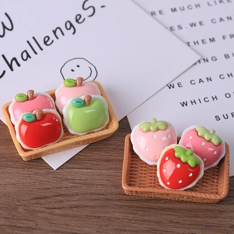 10pcs DIY simulation food toy cream strawberry red apple stationery patch resin small ornament
