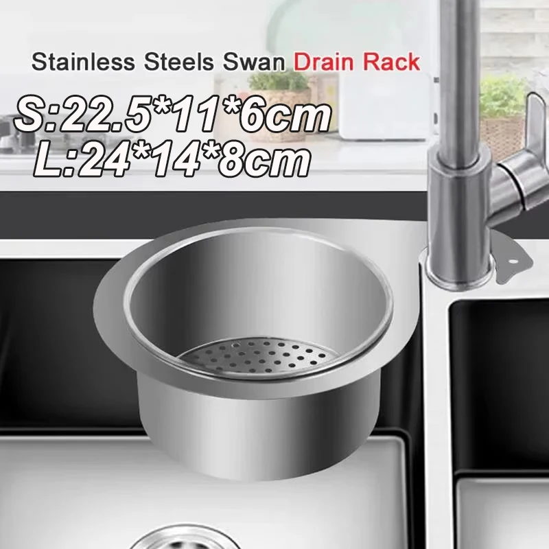 Multi-functional Stainless Steel Corner Sink Strainer BasketKitchen Sink Swan Filter Shelf Vegetable Drainer  home Storage Rack