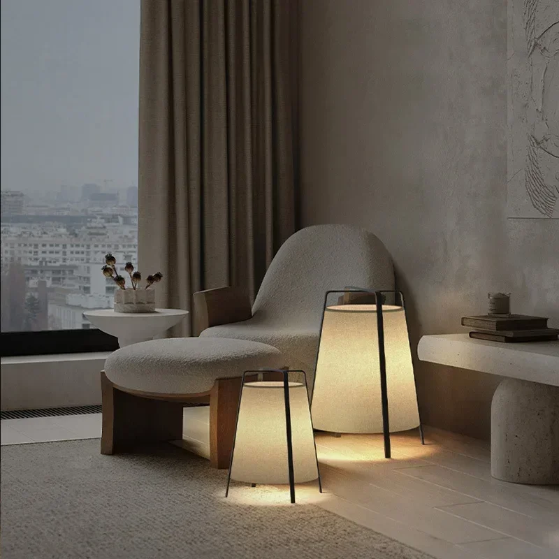 

Japanese Retro Fabric Floor Lampara Led Quiet Iron Living Room Lights Modern Bedroom Designer Art Corridor Standing